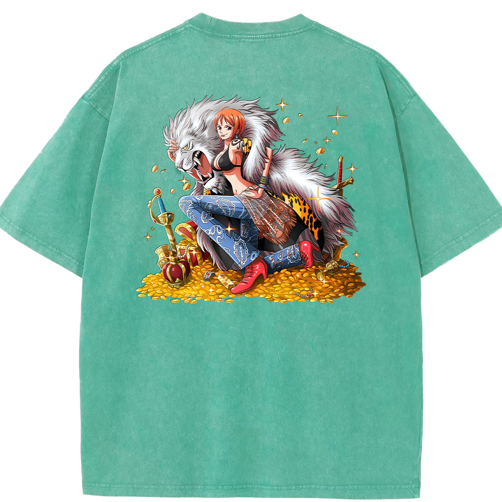ワンピース ナミ ONE PIECE Nami 綿100% ヴィンテージ風 半袖Tシャツ（背面プリント）